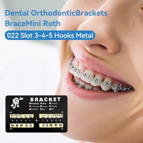 SEAVERRS 200pcs/Pack 022 Slot Bondable with Hook on 345 Teeth Model Mini Roth Brackets Roth,10 pieces per pack 20 pieces per pack. 10 pcs