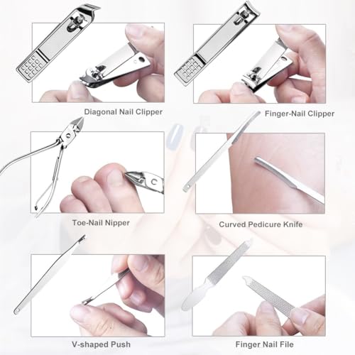 Yougai Nail Clippers set for Men and Womens Gift Manicure Set 18 Pieces Stainless Steel Manicure Kit,Nail Care Tools with Luxurious Travel Case Beige