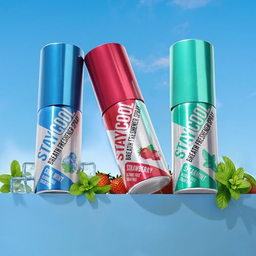 Stay Cool Mint Duo Plus Strawberry Breath Freshener Sprays - Cool Mint, Spearmint, Strawberry 3-Pack