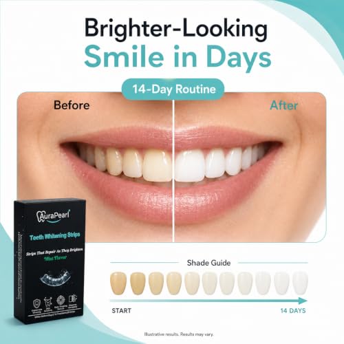 Teeth Whitening Strips for Sensitive Teeth – Peroxide Free & Dissolving Formula, No Residue, Enamel Safe with Nano-Hydroxyapatite, Papain & Bromelain – 28 Strips (14 Treatments)