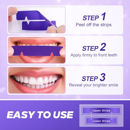 Purple Teeth Whitening Strips 42 Count - 21 Days Treatment Whitener Strips Purple 1 Count (Pack of 42)