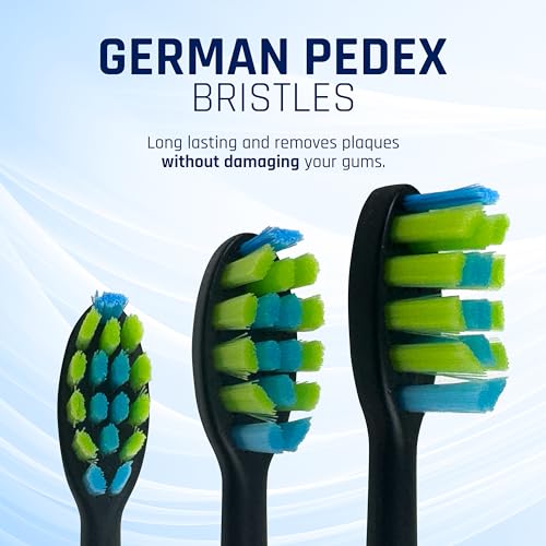 White Electric Toothbrush with Travel Case & 8 Vibrating German Pedex Bristle Brush Heads