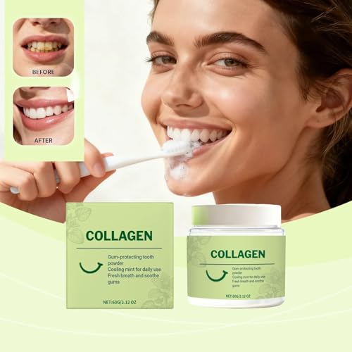 Collagen Toothpaste Powder for Gum Protection & Teeth Strengthening – Mineral-Infused Formula with Hydroxyapatite for Daily Gumline Support & Oral Care – Morning & Night Routine - 120g(2) 2