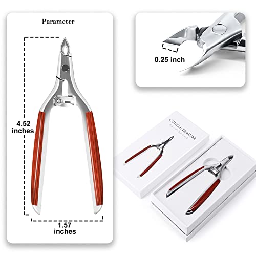 Cuticle Nippers Professional Cuticle Trimmer, Luxurious Wooden Handle Hang Nails Cuticle Cutter Remover Tools Alicate Para Uas for Pedicure Manicure, Stainless Steel
