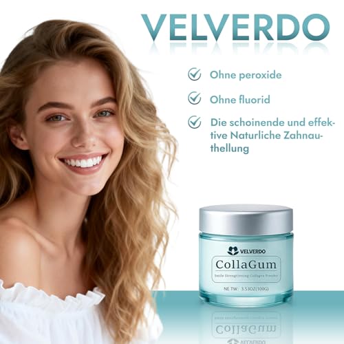 Velverdo Collagen Tooth Powder, Collagen Tooth - Hydroxyapatite Toothpaste Powder, Strengthens Enamel & Gums, Natural Oral Care Formula (1pc) 1pc