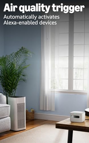 Amazon Smart Air Quality Monitor, Detects temperature, humidity, carbon monoxide, PM2.5 and VOCs, Get notifications when air quality drops, Works with Alexa 1-pack Smart Air Quality Monitor only