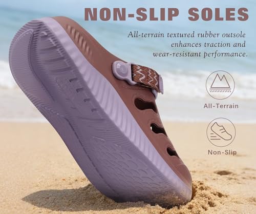 KuaiLu Womens Classic Recovery Clogs Waterproof & Quick Dry Beach Sandals 9 Dark Brown