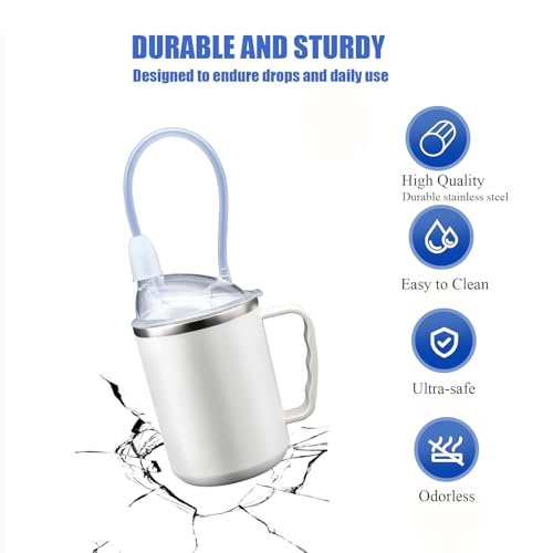 Adult Sippy Cup for Elderly, 17.6oz Stainless Steel with Straw