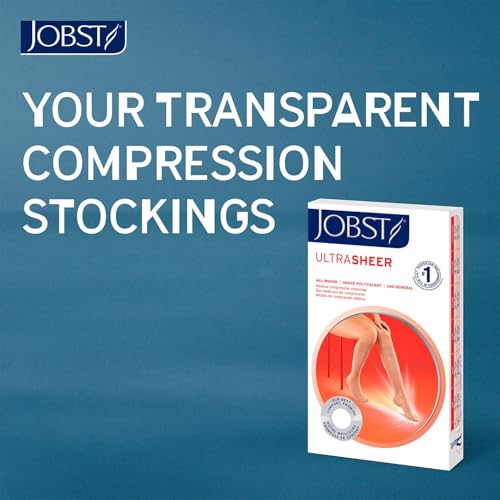 JOBST UltraSheer Knee-High 15-20 mmHg Closed Toe Compression Stockings for Women, Medical Compression For Varicose and Spider Veins, Helps Prevent Swelling Classic Black Medium Petite