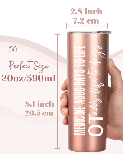 Onebttl Occupational Therapist Gifts for Women, Appreciation Gifts for OT on World Occupational Therapy Day, Birthday and Christmas, 20 oz Insulated Stainless Steel Tumbler-OT Adds Life to Days