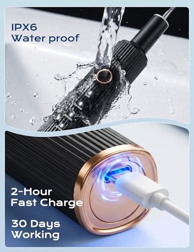 Ultrasonic Plaque Remover for Teeth - Dental Tartar Remover with LED Light, 4 Modes Rechargeable Teeth Cleaning Kit, Electric Dental Calculus Remover with 3 Stainless Steel Heads for Home & Travel Black