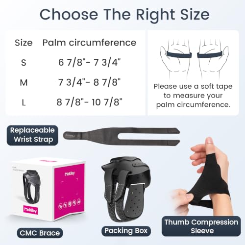 CMC Thumb Support Brace Splint for Osteoarthritis - Dual Density Support, with Firm Wrist Strap for CMC Joint Stabilization, Pain Relief for Women and Men (Left Hand, Black, L) Left Hand-Black Large