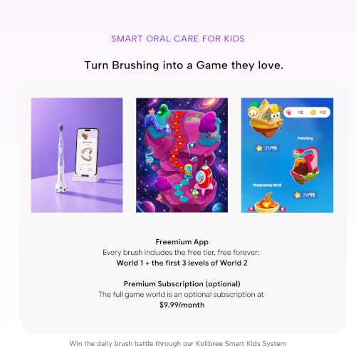 Kids AR Smart Toothbrush Kit with Freemium Brushing Games App and Phone Holder