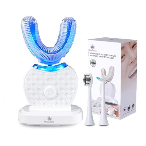 U-Shaped Ultrasonic Toothbrush with 2 Replacement Head for Teeth Whitening, Automatic Electric Toothbrush for Adults 360-degree Cleaning