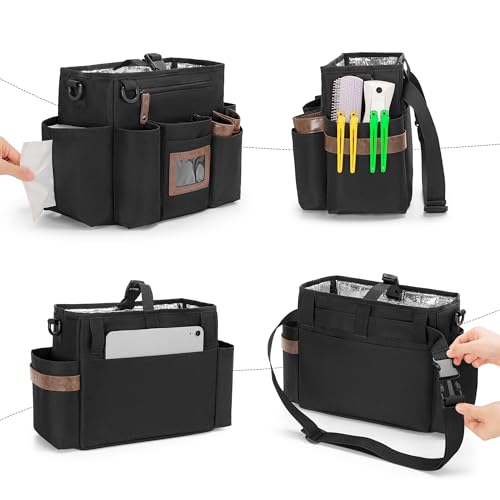 BAFASO Insulated Hairdresser Bag with Adjustable Waist Belt, Black