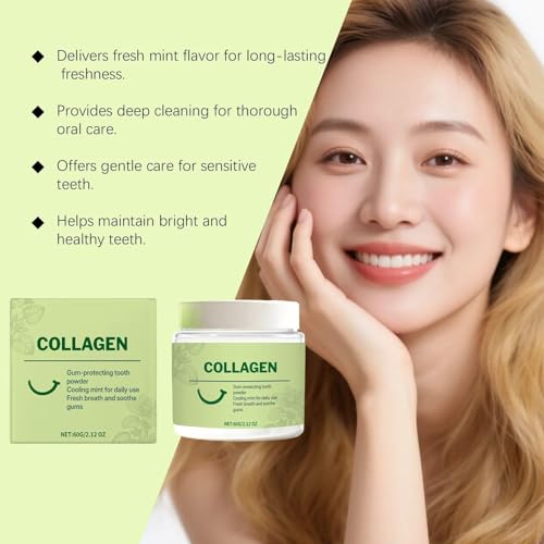 Collagen Toothpaste Powder for Gum Protection & Teeth Strengthening – Mineral-Infused Formula with Hydroxyapatite for Daily Gumline Support & Oral Care – Morning & Night Routine - 120g(2) 2