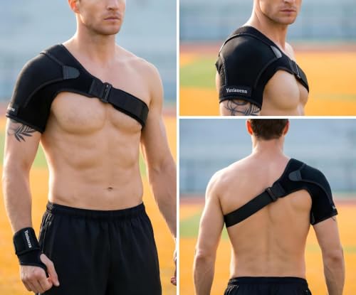 Shoulder compression sleeve,Shoulder Brace,Shoulder support,Wrist Braces,arm sling style shoulder fixator,adjustable for both left and right arms men and women(Shoulder Brace+Wrist Braces)