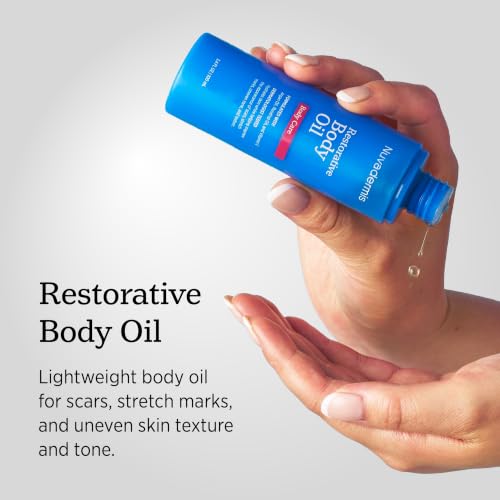 NUVADERMIS Restorative Body Oil for Scars, Stretch Marks & Dry Skin | Argan Oil, Rosehip Oil & Vitamin E | Lightweight, Fast-Absorbing Body Oil | 3.4 fl oz