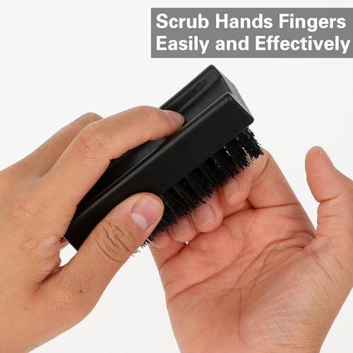 Amabro 2 PCS Hand Nail Brushes, Fingernail Scrubber Brush for Cleaning Hand Toes Black Stiff Bristle Scrub Brush Cleaner for Men Women Mechanics Gardeners Scrubbing Fingers Foot