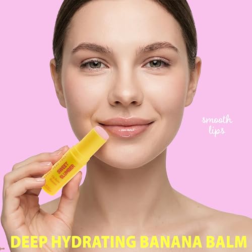 3pc Lip Care Set – Pout Perfection Strawberry Lip Scrub, Banana Lip Balm, and Silicone Lip Scrubber Tool – Exfoliating & Moisturizing Lip Treatment Kit – 0.95 Oz Tota