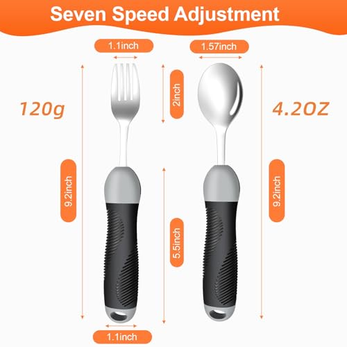 Weighted Utensils for Tremors & Parkinson's, Adaptive Eating Aids (Black) Black