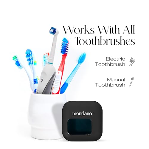 Mondano UV-C Toothbrush Sanitizer and Holder, Travel Case Cover Cap Midnight Black