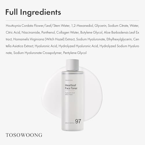 TOSOWOONG Heartleaf 97% Face Toner for Blemish-Prone & Calming, Hydrating