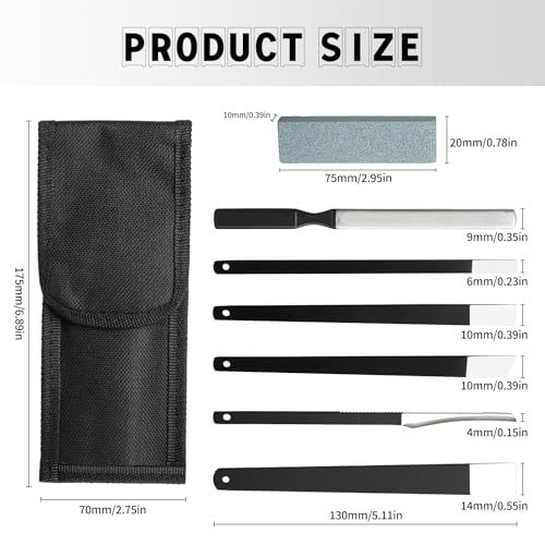 6PCS Pedicure Knife Set, Professional Stainless Steel Callus Remover with Storage Bag, Ingrown Toenail Knife Tools Foot Scraper Knife for Dry, Hard, and Cracked Skin Care - Black