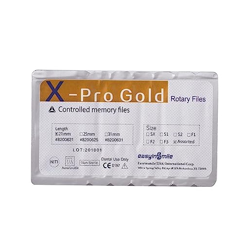 Endodontic Dental Endo Files Rotary NITI Controlled Memory Files X-Pro Gold Taper Tips F1/F2 /F3 /SX /S1 /S2 (Assorted 21MM) Assorted 21MM