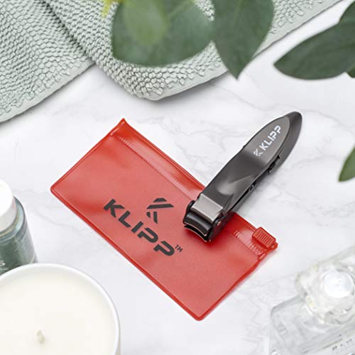 Nail Clippers for Men with Catcher - KLIPP Heavy Duty Razor-Sharp Self-Collecting Nail Cutter, Ergonomic Lever for Fingernails & Toenails, Ideal Gift for Men & Grooming Gifts Includes Ziplock Pouch 1