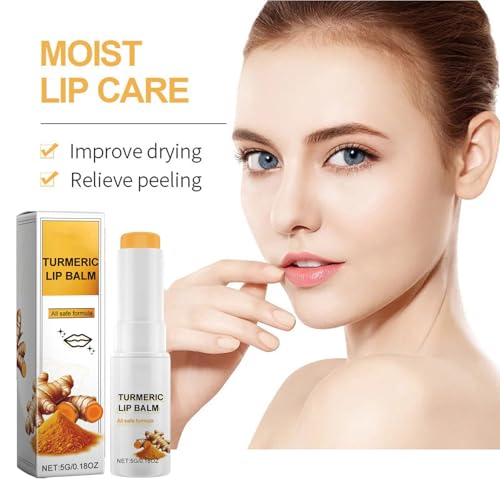 Lip Lightening for Dark Lips, Turmeric Lip Balm, Moisturizing Lip Care for Dry Lips, Lip Exfoliator Scrub for Lip Softening & Hydration (2PC) 2PC