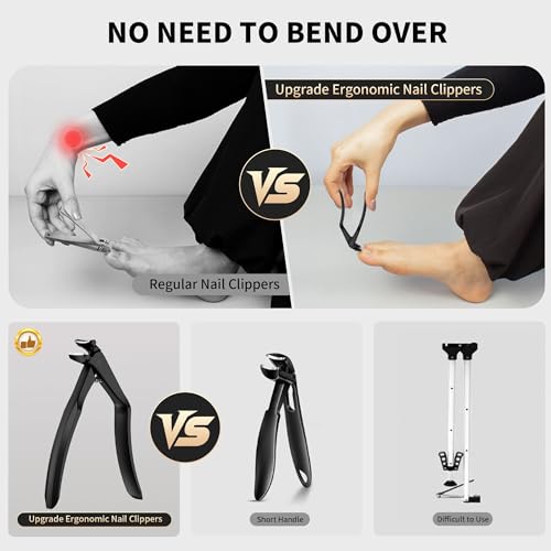 Long Handle Toenail Clippers for Seniors Curved Head Toe Nail Clippers for Thick Nails for Elderly