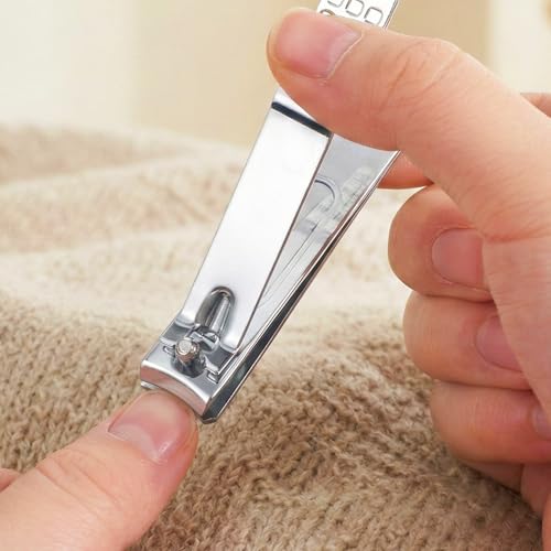 2Pcs Stainless Steel Nail Clippers, 2 Size Heavy Duty Ultra Sharp Straight Nail Clipper Travel Nails Cutters with Anti-Slip Grip for Thick Ingrown Nails, Silver