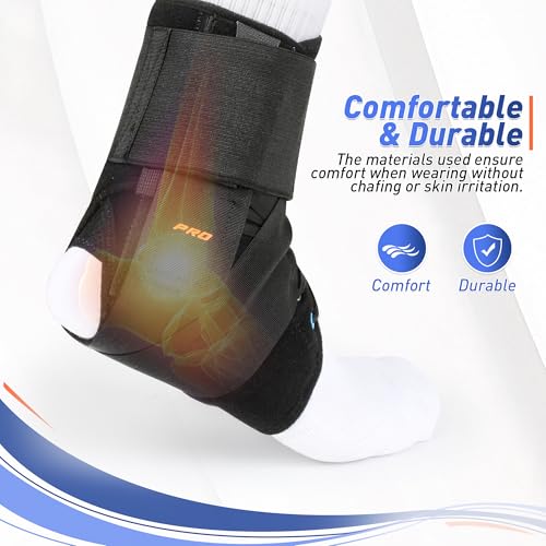 Quick Lace Up Ankle Brace for Women Men with Removable Side Splints, Ankle Support for Sprained Ankle, Injury Recovery, Ankle Stabilizer Brace for Sports,Basketball,Volleyball,Soccer,Tennis,XL X-Large Black-pro