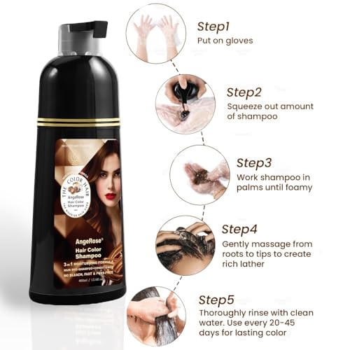 Hair Dye Shampoo 3 in 1, Instant Herb Ingrident Hair Dye to Cover Gray Hair, Long-lasting & Natual, Natural Black, 400 ML Nature Black 13.6 Fl Oz (Pack of 1)