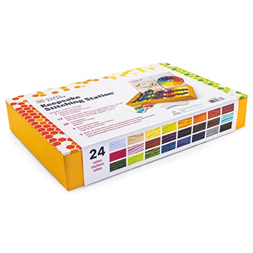 Coats & Clark Keepsake Stitching Box, Embroidery Thread & Cross Stitch Kit 8.75y Multicolor