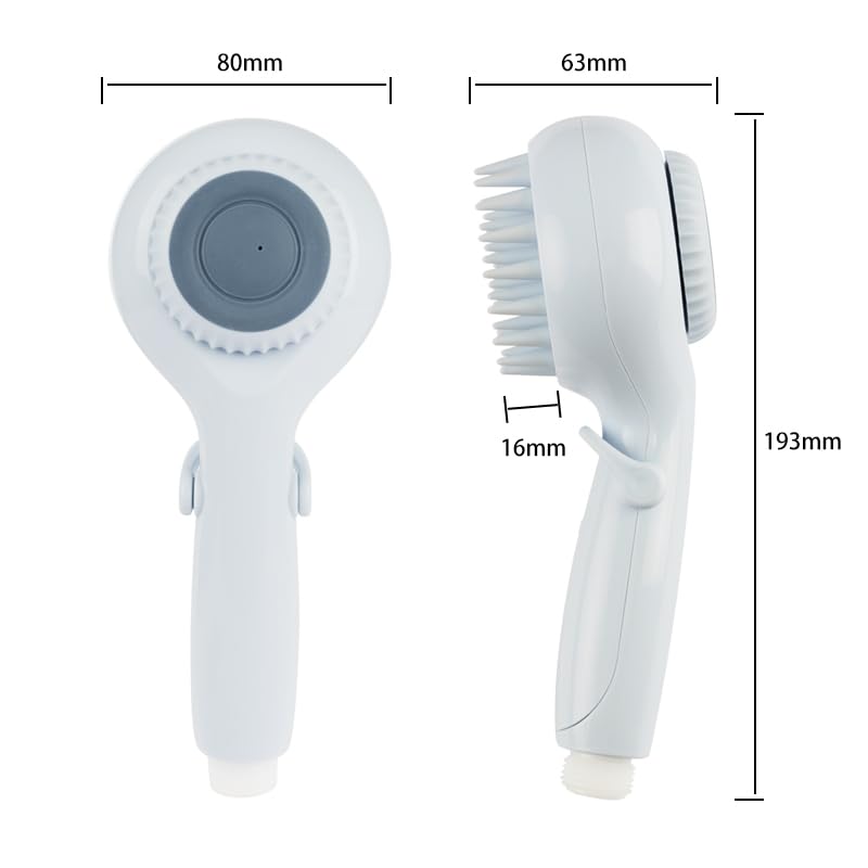 Detachable Dog Shower Head & Pet Shower Brush. Stainless Steel Hose, Soap Storage, Undercoat Nozzle for Dogs. Suites for 1/4'' Indoor bathroom faucet and 3/4'' Outdoor shunt. - BeesActive Australia
