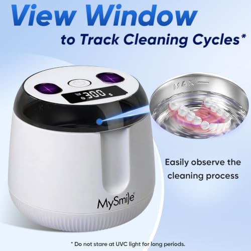 MySmile MS208 Ultrasonic Retainer Cleaner with UV Light & Digital Timer Small White