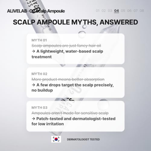 ALIVELAB O2 Scalp Ampoule – Leave-in Anti-Dandruff, Anti-Itch Scalp Care Serum – Soothing & Hydrating Formula for Dry, Flaky Scalp – Promotes Healthy Hair & Reduces Irritation – (2 x 0.85 fl oz)
