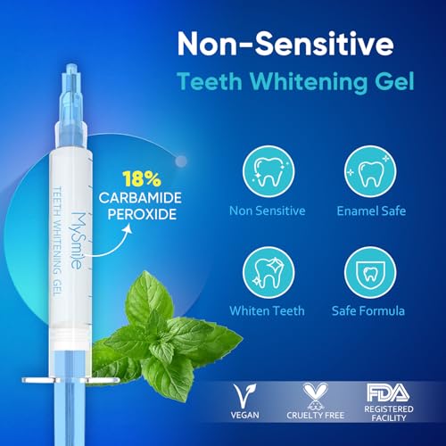 MySmile Teeth Whitening Kit for Sensitive Teeth with LED Light, 3Pcs Teeth Whitening Gel,2Pcs Teeth Whitening Pen,10 Min Non-Sensitive Fast Teeth Whitener, Powerful whitening Formula, Enamel Safe