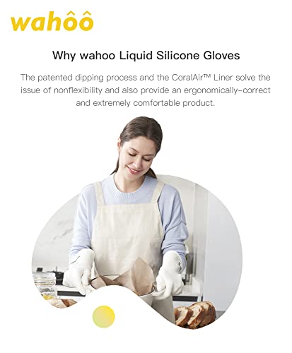 wahoo 12 Inch Liquid Silicone Oven Mitts,Heat Resistant Gloves,White,XL/10 White XL/10