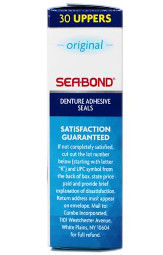 Sea-Bond Secure Denture Adhesive Seals, Original Uppers, Zinc-Free, All-Day-Hold, Mess-Free, 30 Count - 8 Pack