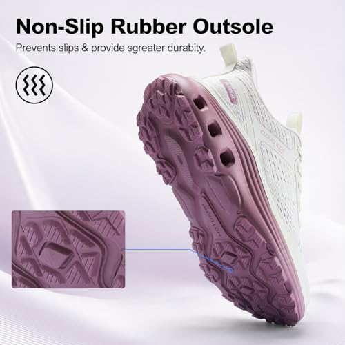 Women's Wide Walking Shoes (Runs Large: Order Size Down) Comfortable Cushioned Running Tennis Sneaker with Arch Support Sports Footwear for Gym Workout 8 Wide Beige/Pink