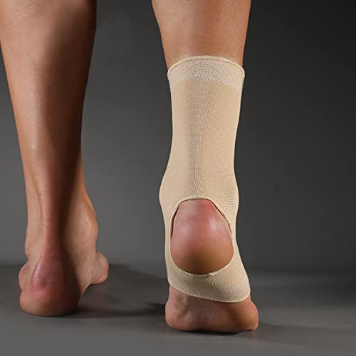 SPOTBRACE Ankle Brace Compression Sleeve, Ankle Support For Women Men 2Pack Nude Large