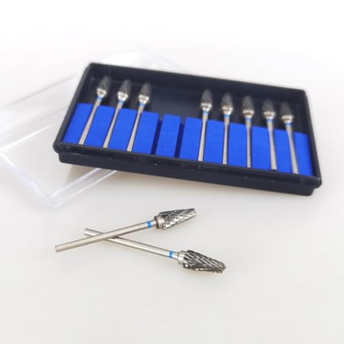 10pcs HP Cutting Burs Drill Polisher Cutter Tungsten Carbide, 2.35mm Shaft Plaster Alloy Acrylic Polishing Cleaning L6