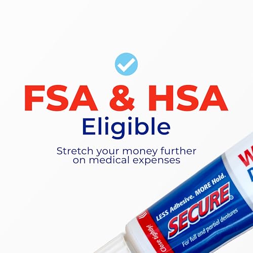 Secure Denture Adhesive Cream, Zinc Free Denture Glue, 1.4 oz, 4 Pack Regular