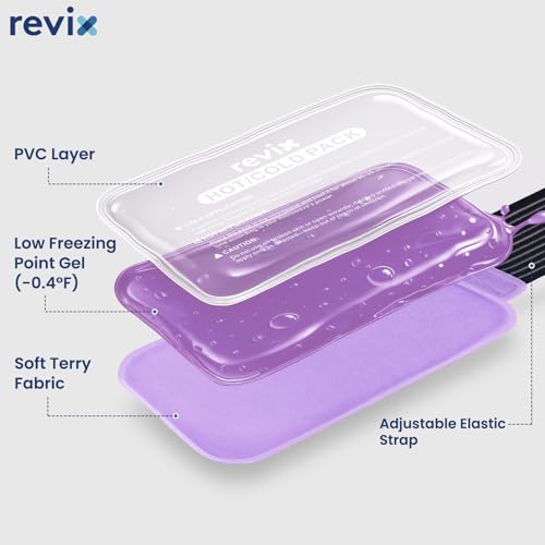REVIX Ice Packs for Injuries Reusable, 2 Pack Hot & Cold Gel Ice Packs Purple Medium 10 x 5 Inch
