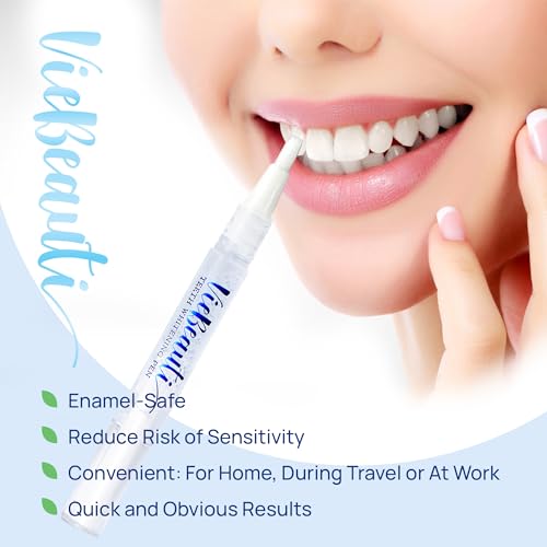 VieBeauti Ultimate Teeth Whitening Bundle - LED Whitening Kit and Whitening Pen Set, 35% Carbamide Peroxide, 5X LED Light, Mint Flavor, Effective, Painless, Travel-Friendly, Professional Results at Ho