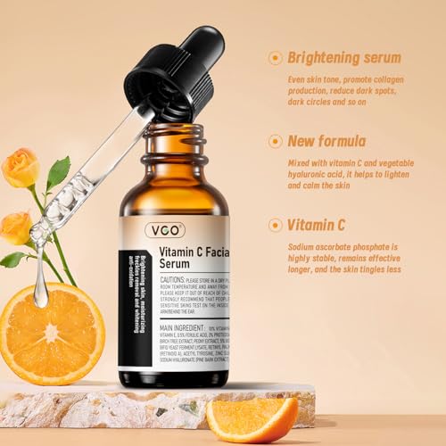 VGO Vitamin C Serum for Face, Vit C Anti Aging Serum with Hyaluronic Acid & Vitamina E, Deep Hydration Facial Care for All Skin Types, 2.02oz / 60ml 2.02 Fl Oz (Pack of 1)
