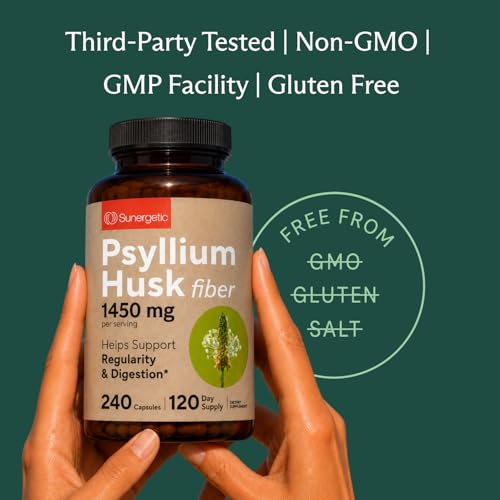 Premium Psyllium Husk Fiber Supplement 1450mg, 240 Capsules (Pack of 2) 240 Count (Pack of 2)